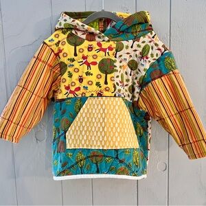 Custom Upcycled Colorful Patchwork Kids Hoodie 2/3yr Oversized Handmade